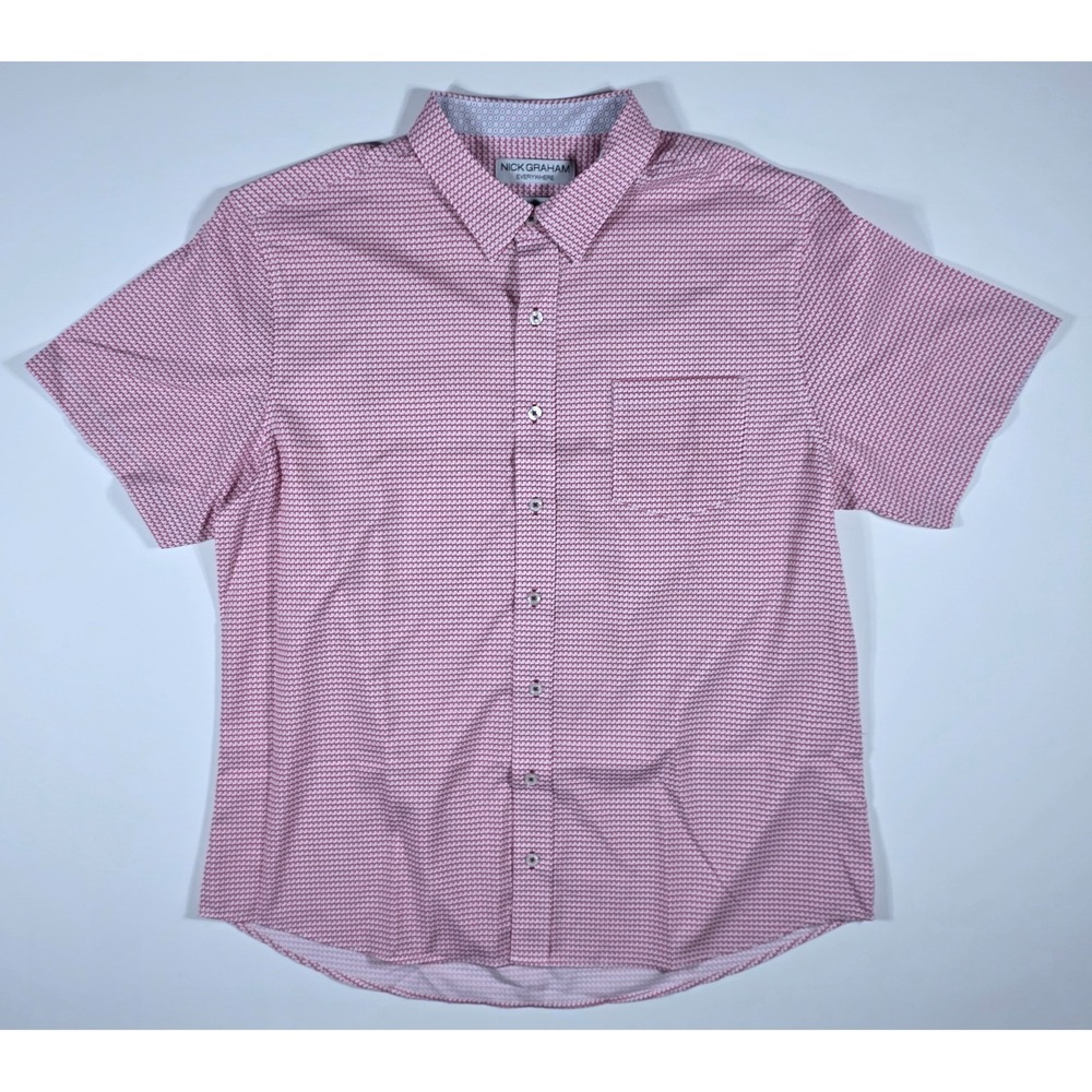 Nick Graham Everywhere Men's XL Red White Short Sleeve Button Down Shirt